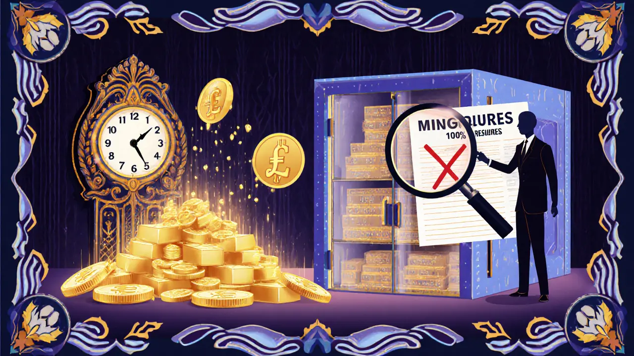 Ornate stablecoin mint with 100% reserve bonds and rejected algorithmic token