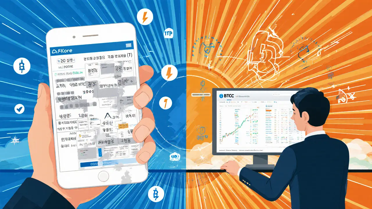 Split scene: frustrated user with broken app vs. professional trader with speed icons in Art Deco style.