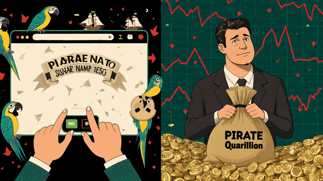 Split scene: happy player playing a browser game vs. confused person overwhelmed by invisible tokens and falling charts.