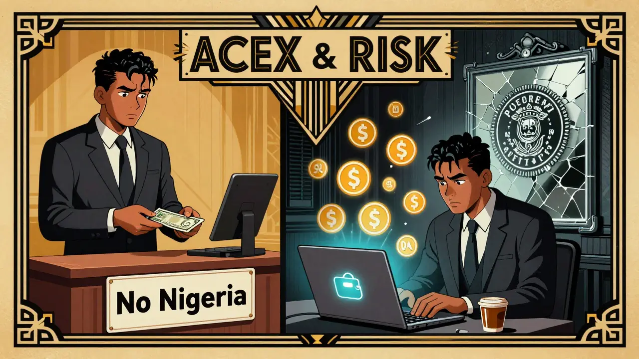 Split scene: left shows crypto purchase denied, right shows private DEX trading under government watch.