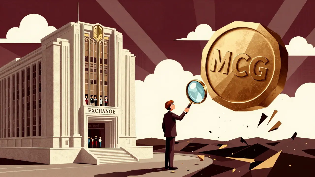 Art Deco art showing the difference between a solid exchange and a fragile token.