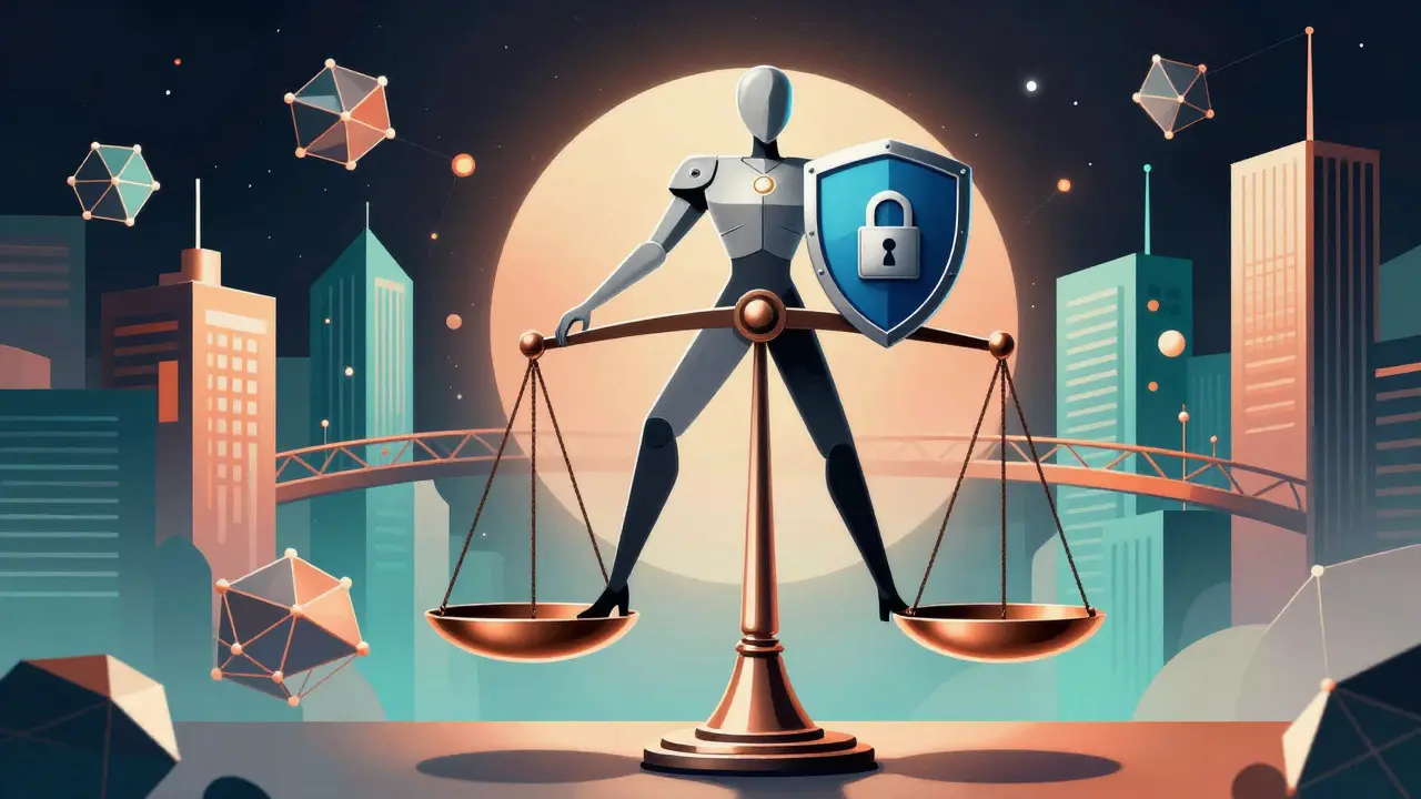 Art Deco character balancing risk and security