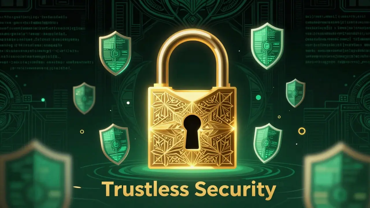 Gold cryptographic lock symbolizing trustless bridge security