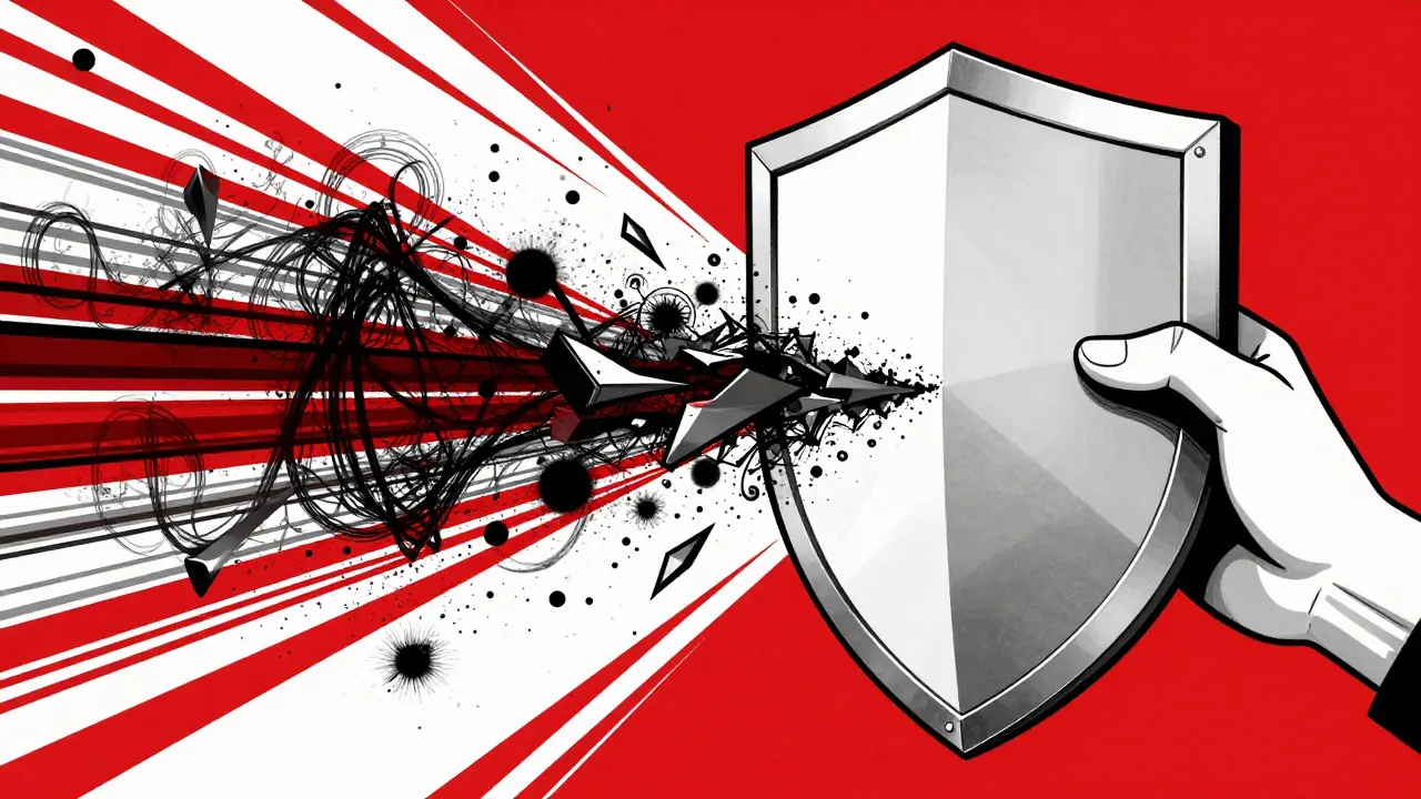 Shield protecting video file from data leaks in Art Deco style