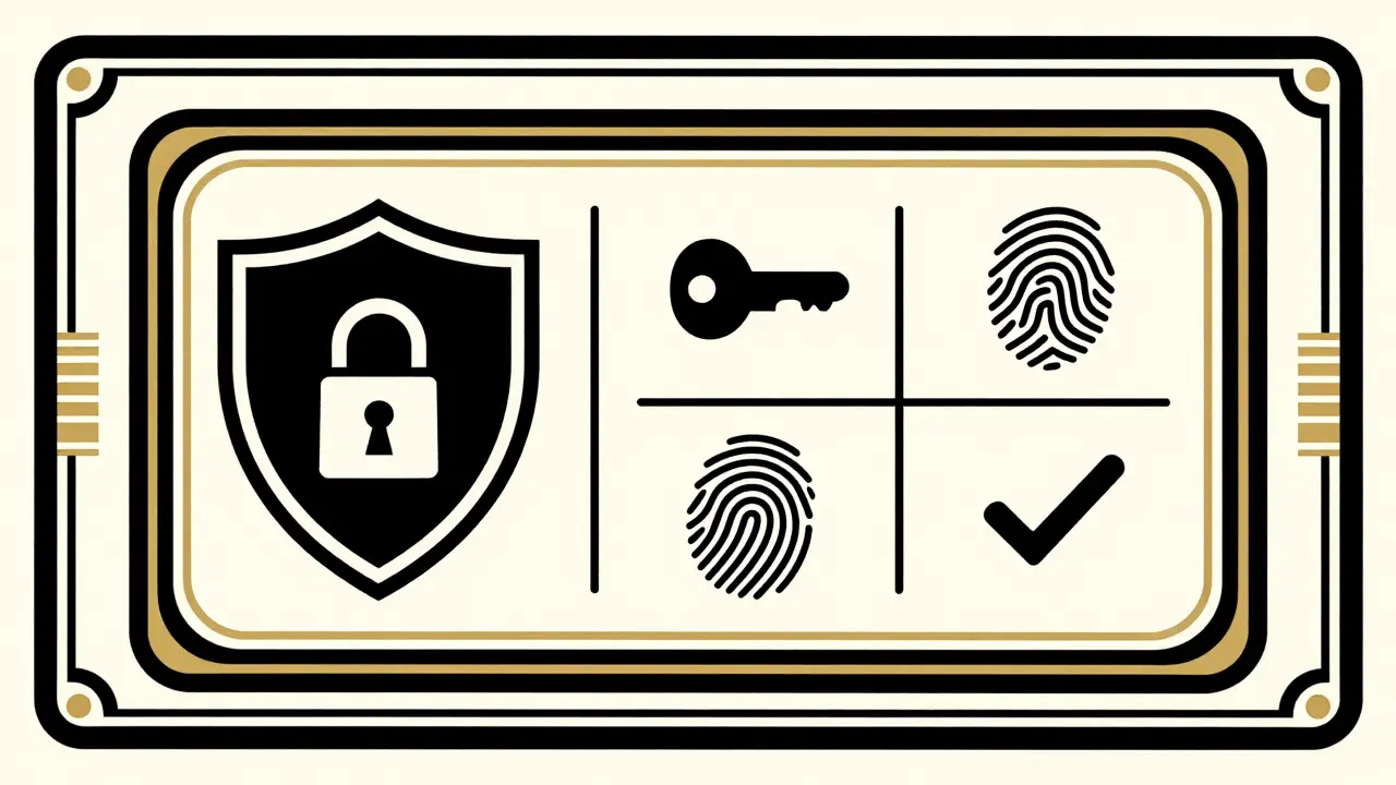 Stylized secure digital wallet icons in Art Deco design