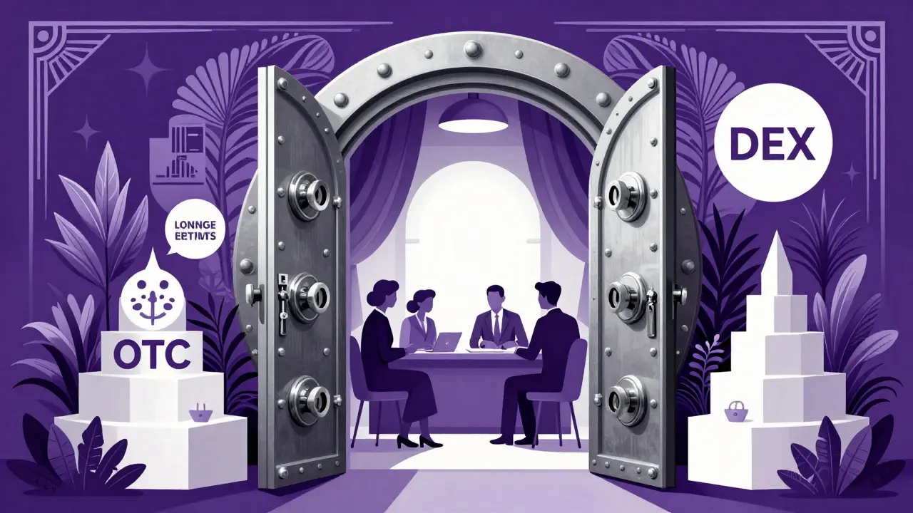 Art Deco vault with secure doors and professionals inside, depicting institutional security and stable ecosystems.