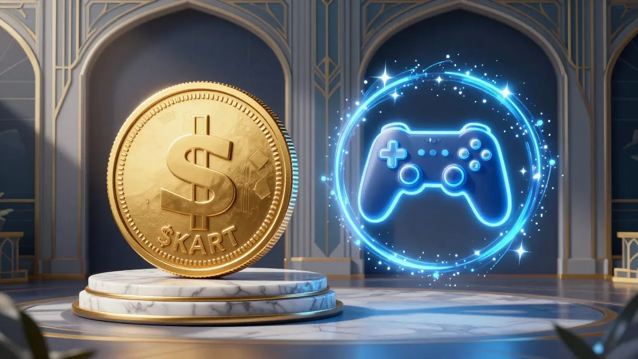 Art Deco illustration comparing gold utility coins with floating game points