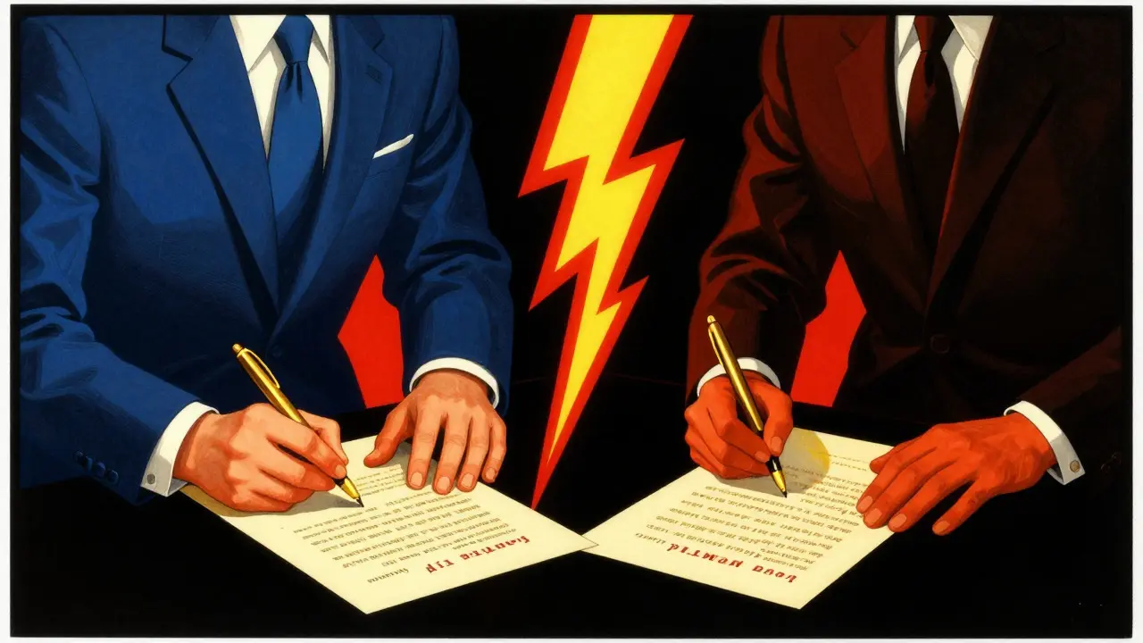 Art Deco poster showing a validator being struck by lightning for double-signing blocks.