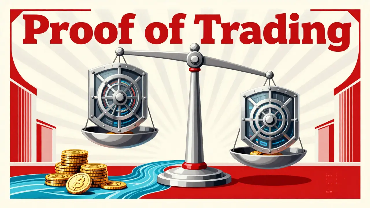 Art Deco poster showing scales balancing gold coins with secure digital data streams.