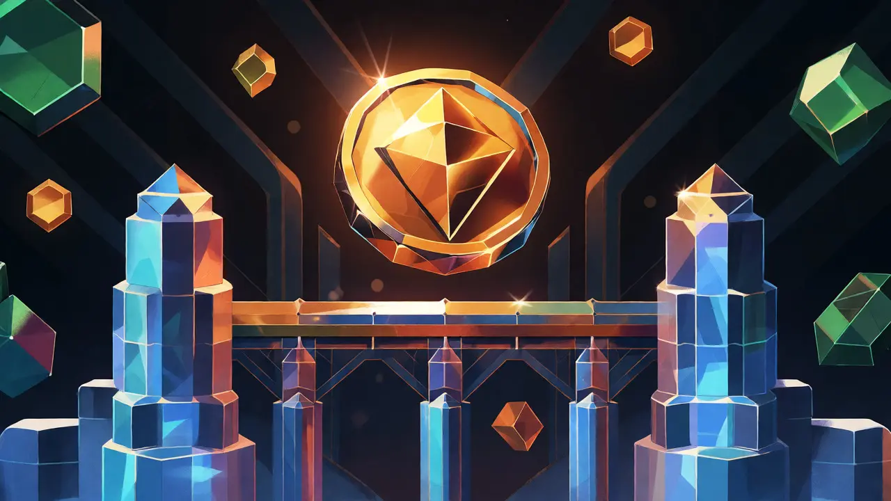 Geometric Art Deco depiction of NAFT token on blockchain