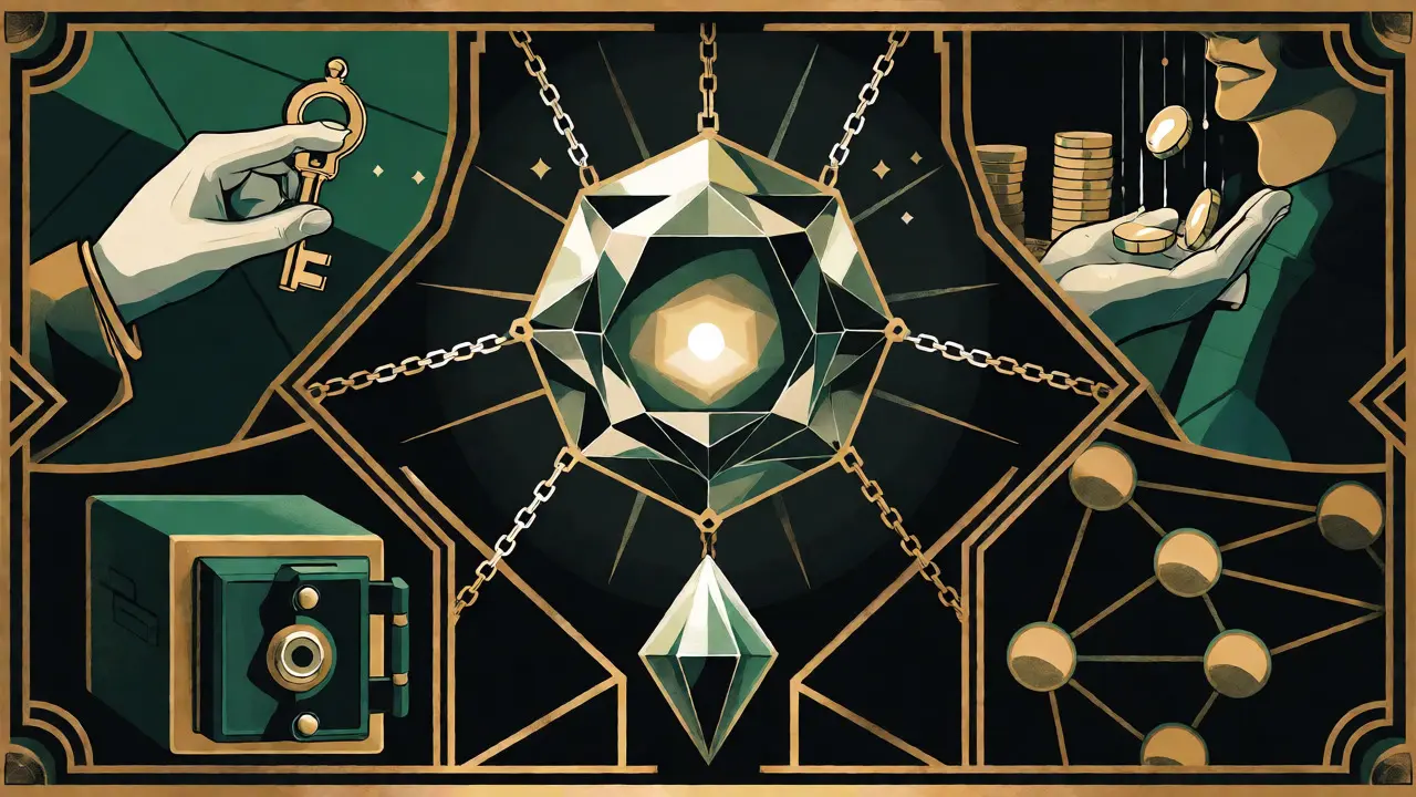 Hexagonal LUNR token surrounded by symbols of access and rewards