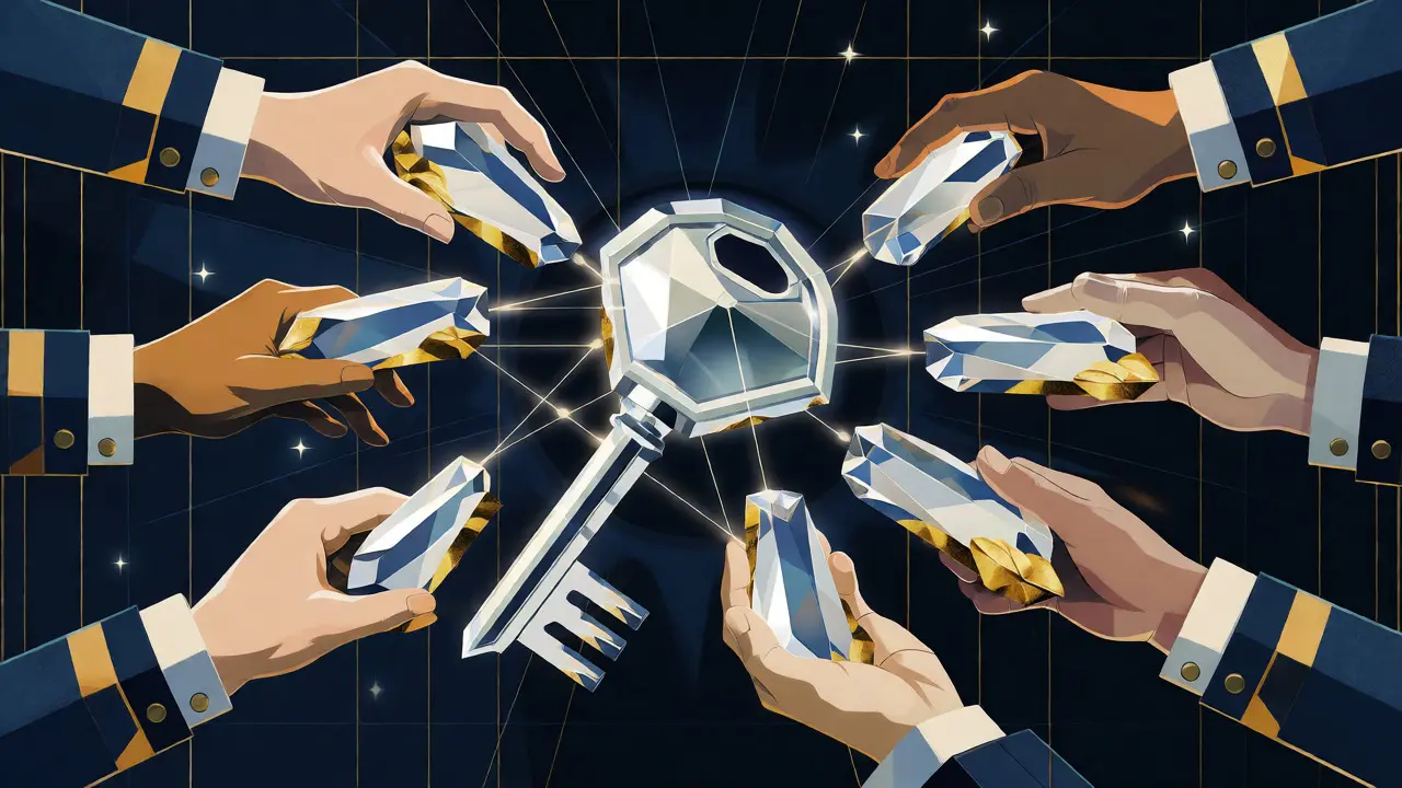 Fragmented key illustrating MPC security
